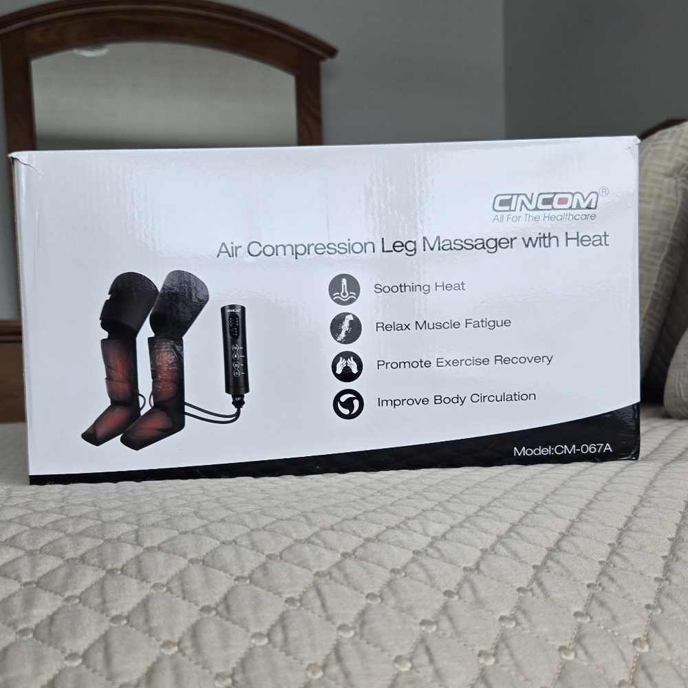 Air Compression Leg Massager with Heat - Black
